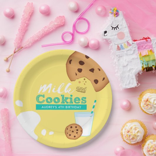 ミルクとチョコレートチップクッキー誕生日パーティー ペーパープレート (パーティー)