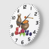 ミルクとハチミツのベリー風味の田舎風フード ラージ壁時計 (傾斜)