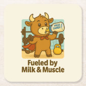 ミルクと筋肉によって燃料 – 英雄のブリオ スクエアペーパーコースター (正面)