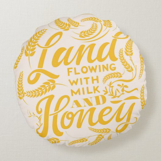 ミルクと蜂蜜の流れる土地の枕 ラウンドクッション (裏面)