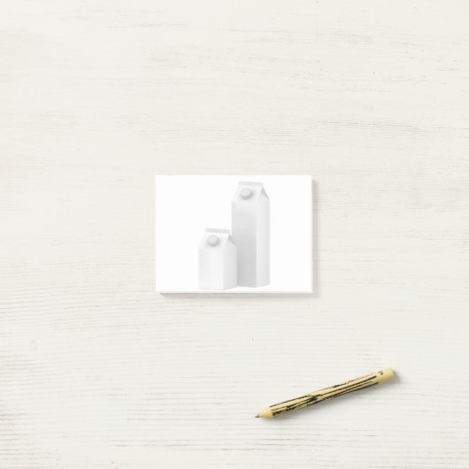 ミルクのための白の空白のな容器 ポストイット (デスク上)