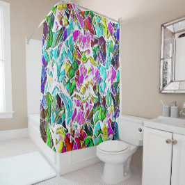 ミルクのシチューに浮かぶ非常に色の抽象芸術の形 シャワーカーテン