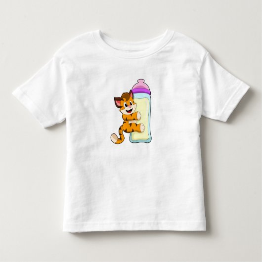 ミルクのベビーボトル付き虎 トドラーTシャツ (正面)