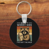 ミルクのレトロ脂肪得を持つ子供を心配おもしろいしない キーホルダー (正面)