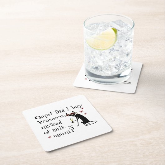 ミルクの代買わりにプロセッコをやった スクエアペーパーコースター (インサイチュ)