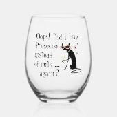 ミルクの代買わりにプロセッコをやった ステムなしワイングラス (正面)
