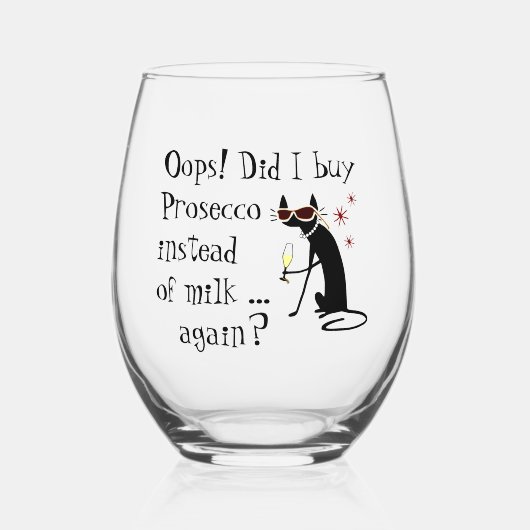 ミルクの代買わりにプロセッコをやった ステムなしワイングラス (正面)