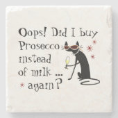 ミルクの代買わりにプロセッコをやった ストーンコースター (正面)