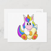 ミルクの瓶を持ったユニコーン ポストカード (正面/裏面)