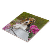 ミルクを作るかわいいビーグル犬の子犬 – タイル (側面)