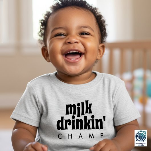 ミルクを飲むチャンピオン ベビーTシャツ