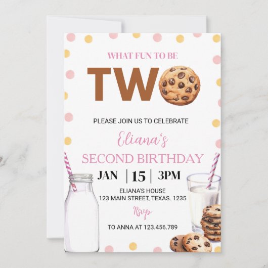 ミルクアンドクッキーガール誕生日招待状 招待状 (正面)