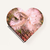 ミルクウィードのポッドを開く |シルクの種子 |ハート ノートブック (正面)