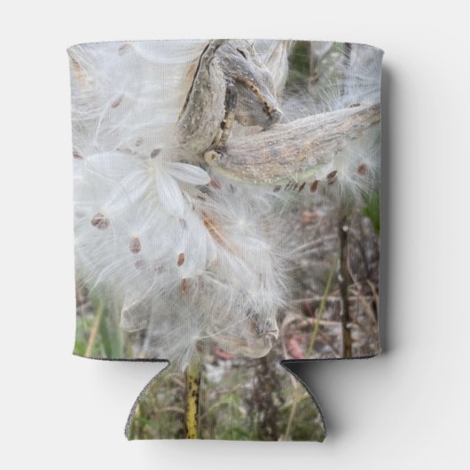 ミルクウィードのポッドを開く |シルクの種子 | 缶クーラー (裏面)