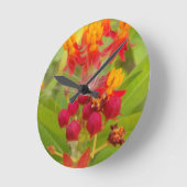ミルクウィードアーカラフルトプリントのラブリーフローラ ラウンド壁時計 (傾斜)