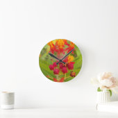 ミルクウィードアーカラフルトプリントのラブリーフローラ ラウンド壁時計 (ホーム)