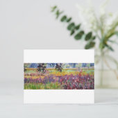 ミルクウィード牧草地の風光明媚な山花のビスタ絵画ズ ポストカード (スタンド正面)