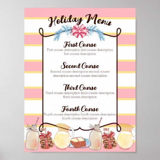 ミルククッキークリスマスディナーパーティーケータリングメニュー ポスター (正面)