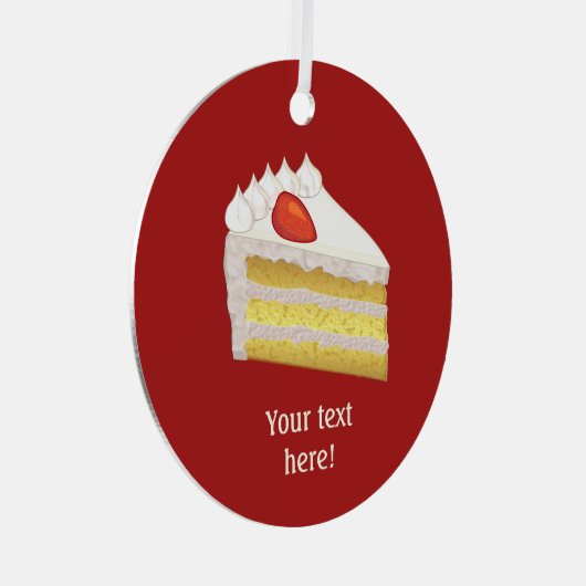 ミルクケーキスライス – Tres Leches Sponge – あなたのテキストM メタルオーナメント (正面右)