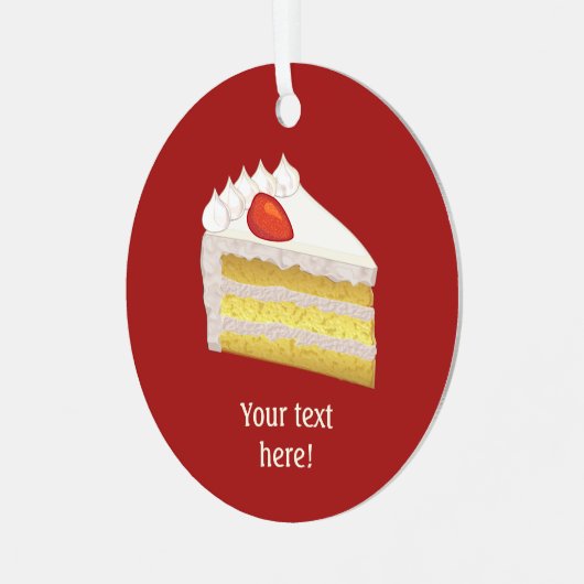 ミルクケーキスライス – Tres Leches Sponge – あなたのテキストM メタルオーナメント (正面左)