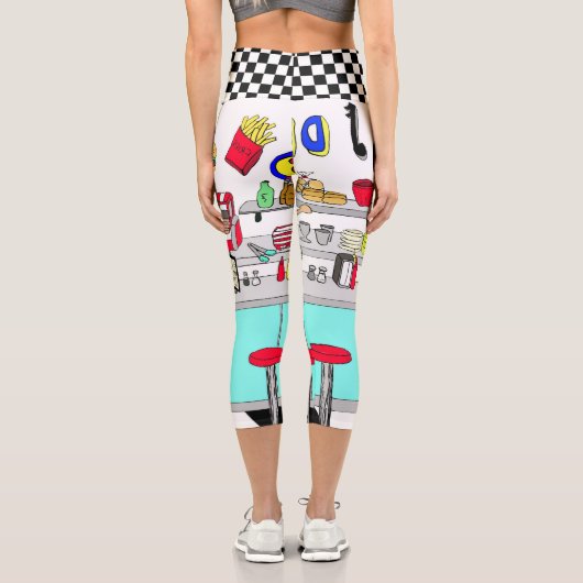 ミルクシェイクと50年代のグラフィック、ホットドッグレトロ カプリレギンス (裏面)