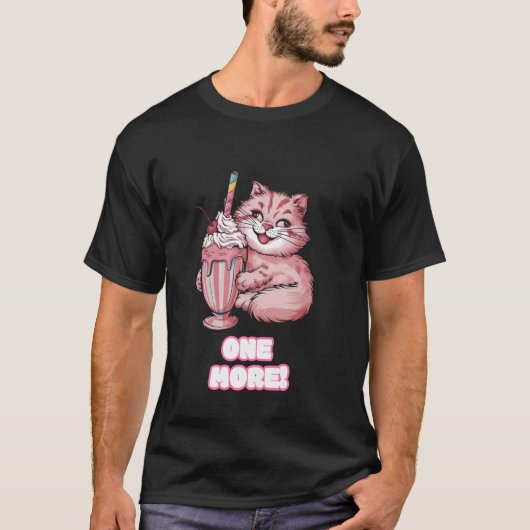 ミルクシェイクを飲むさらに可愛い猫 Tシャツ (正面)