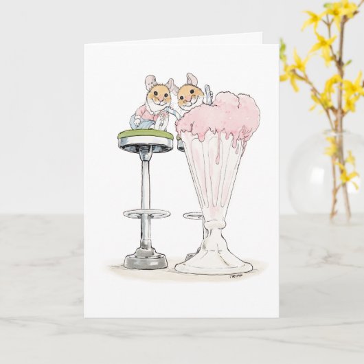 ミルクシェイク マウス グリーティング カード (黄色い花)