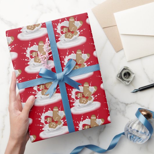 ミルクスプラッシュのクリスマスジンジャーブレッドマン ラッピングペーパー (ギフト)