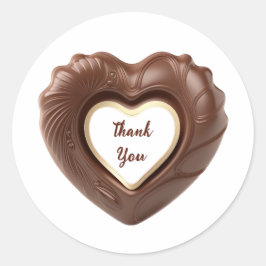 ミルクチョコレートのリアルなハート ラウンドシール