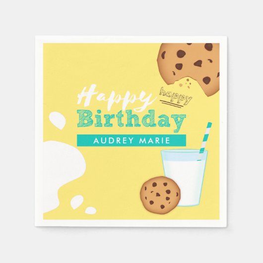 ミルクチョコレートチップクッキーハッピーバースデー スタンダードカクテルナプキン (正面)