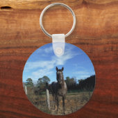 ミルクチョコレートブラウン馬ブルー キーホルダー (正面)