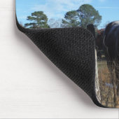 ミルクチョコレートブラウン馬ブルー マウスパッド (コーナー)