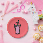 ミルクティピンクバブルティー ペーパープレート (パーティー)