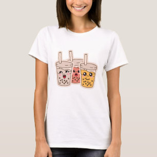 ミルクティーが破裂、バブルがはじけるボバアニメ Tシャツ
