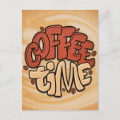 ミルクフォームにコーヒーの時間単語 ポストカード (正面)