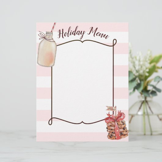 ミルクボトルとクリスマスクッキーのメニューのレターヘッド (スタンド正面)