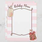 ミルクボトルとクリスマスクッキーのメニューのレターヘッド (正面/裏面)