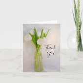 ミルクボトルに入った白いチューリップのウェディングサンクス サンキューカード (正面)