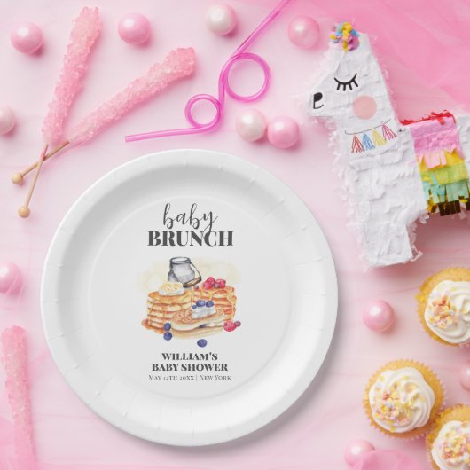 ミルクモダンベリーパンケーキブランチ赤ちゃんシャワー ペーパープレート (パーティー)