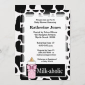 ミルク中毒の赤ちゃん女の子のシャワー招待状 招待状 (正面/裏面)