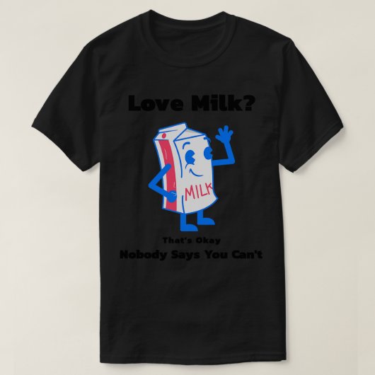 ミルク好おもしろいきの食べ物かわいい Tシャツ (デザイン正面)