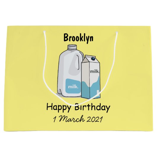 ミルク漫画のイラストレーション ラージペーパーバッグ (正面)