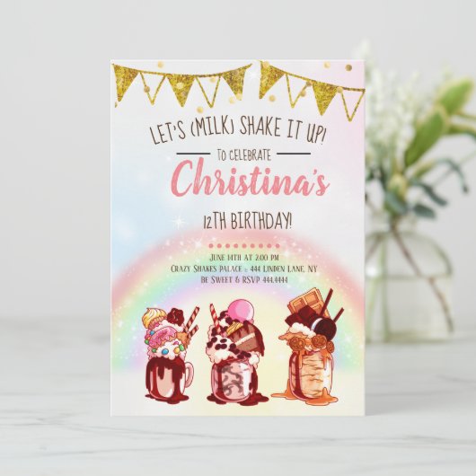 ミルク熱狂するシェイク誕生日 招待状 (スタンド正面)