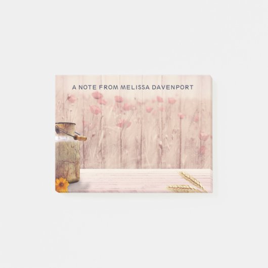 ミルク素朴缶カントリースタイルオンウッド ポストイット (正面)