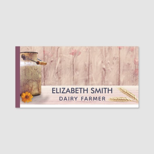 ミルク素朴缶カントリースタイルオンウッド 名札 (正面)