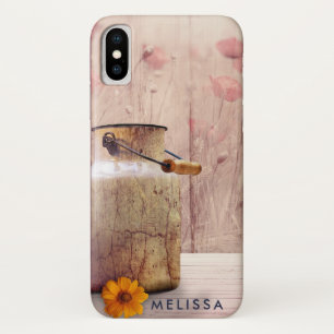 ミルク素朴缶カントリースタイルオンウッド iPhone X ケース