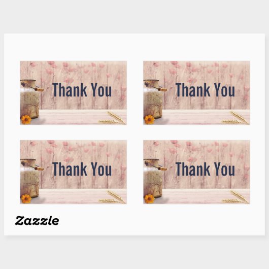 ミルク素朴缶カントリースタイル木材ありがとう 長方形シール (シート)