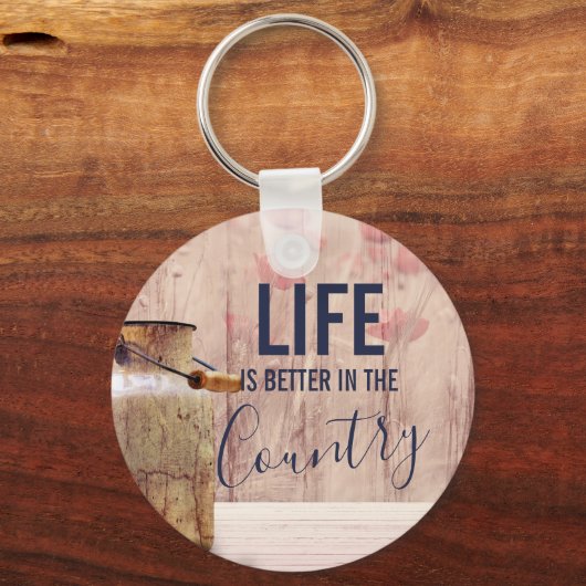 ミルク缶と国の引用文で生活が良い キーホルダー (正面)