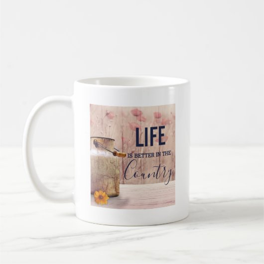 ミルク缶と国の引用文で生活が良い コーヒーマグカップ (左)