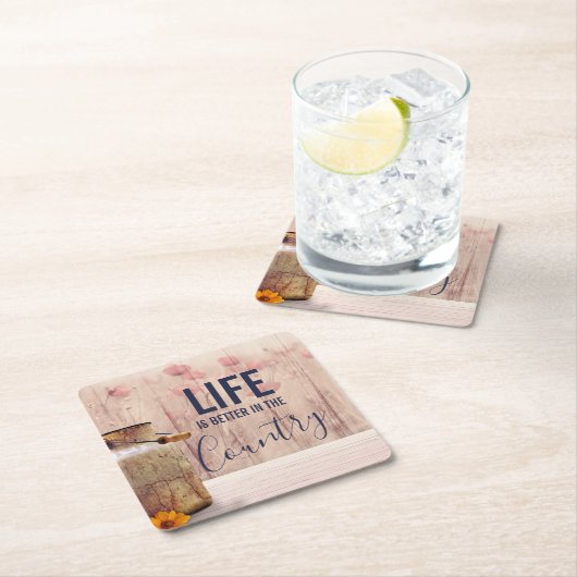 ミルク缶と国の引用文で生活が良い スクエアペーパーコースター (インサイチュ)